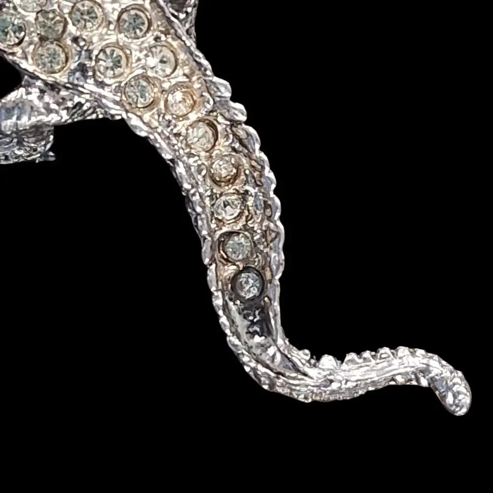Crystal Gator Croc Brooch Lizard Salamander Gecko Chameleon Alligator Lapel Pin